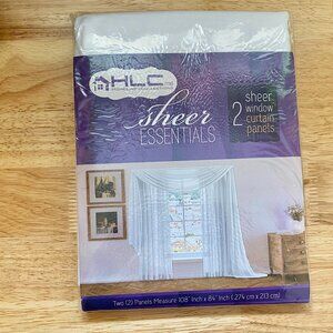 2 Sheer Window Curtain Panels, White 108" x 84" (Extra Wide) NWT